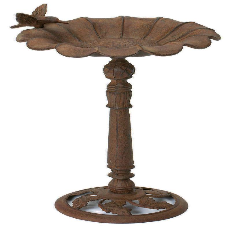 Rustic Cast Iron Hummingbird Perching On Sunflower Garden Bird Feeder Bath 19"H