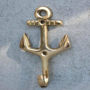 Set of 2 Brass Vintage Maritime Sailor Nautical Ocean Sea Ship Anchor Wall Hooks