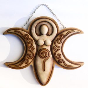 Wiccan Mystical Neopagan Spiral Goddess Lunar Triple Moon Wall Decor Plaque