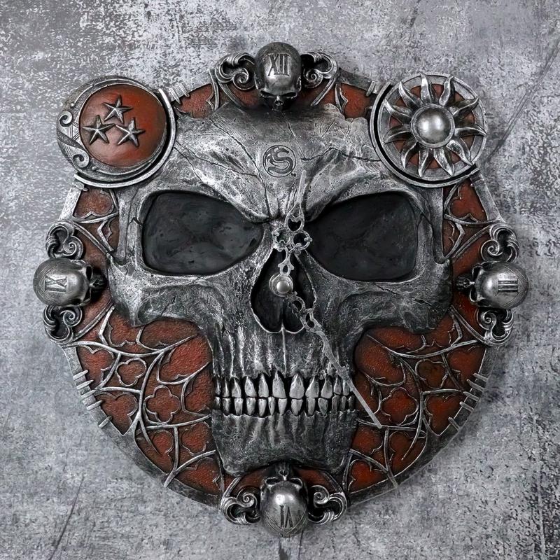 Gothic Blood Astrology Sands Of Death Time Waits For No Man Skull Wall Clock