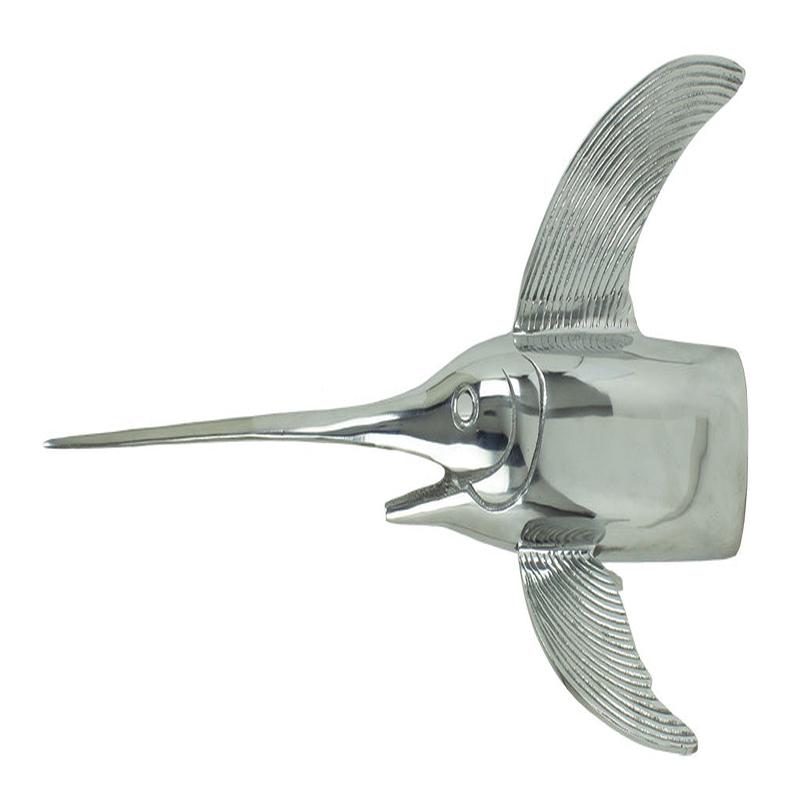 Large Nautical Marine Coastal Polished Aluminum Swordfish Wall Head Decor Plaque