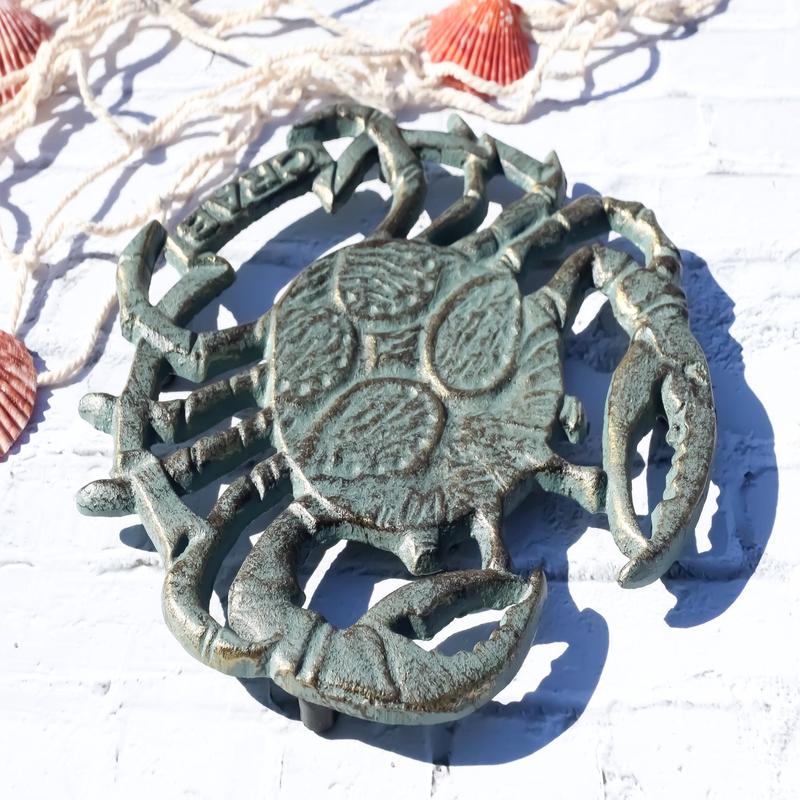 Nautical Marine Verdigris Sea King Crab Rustic Cast Iron Wall Or Table Trivet