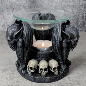 Nosferatu Gothic Vampire Gargoyles With Skulls Votive Candle Heat Oil Warmer