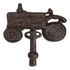 Pack of 2 Rustic Western Farm Tractor Cast Iron Metal Wall Hook Sculptures