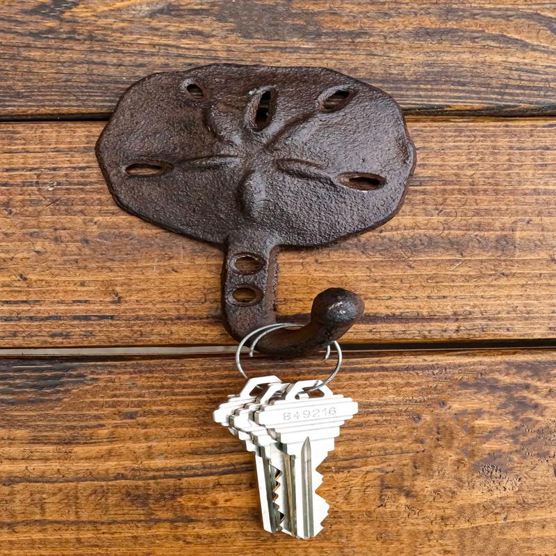 Pack Of Two Coastal Marine Rustic Ocean Sand Dollar Single Wall Coat Hook Hanger