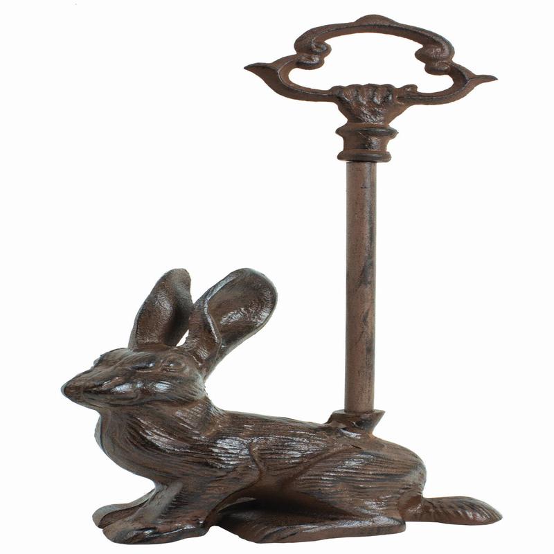 Rustic Cast Iron Bunny Hare Rabbit Door Stop Or Porter With Long Handle