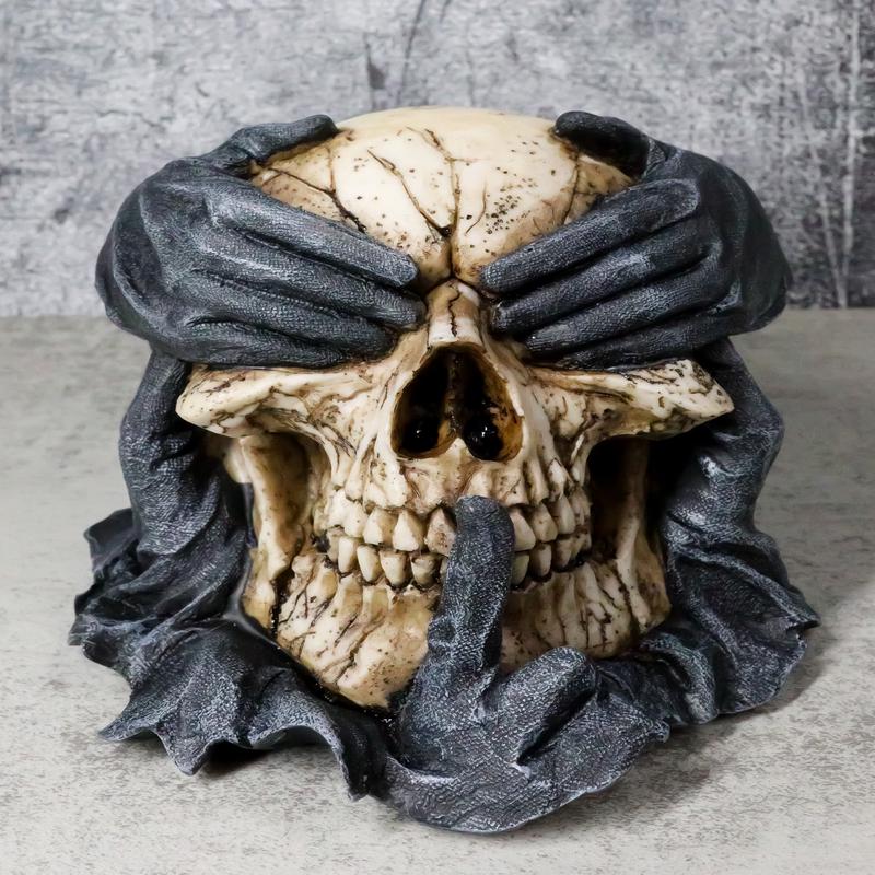 See Hear Speak No Evil Skull Deathly Gallows Gothic Grim Pantomime Figurine