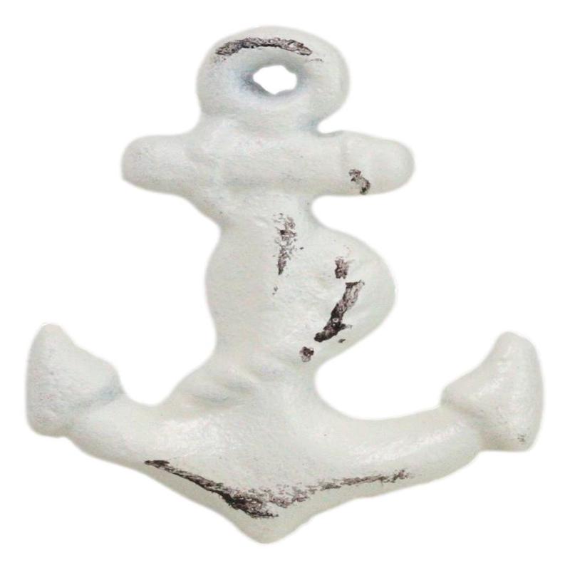 Set Of 6 Aged White Marine Sea Sailor Ship Anchor Drawer Cabinet Door Pull Knobs