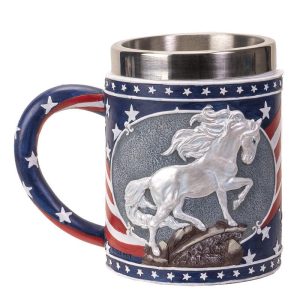 The Trail Of Painted Ponies Unconquered American Flag Patriot Horse Tankard Mug
