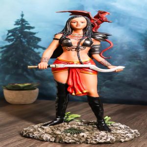 Tribal Warrior Ebony Princess Adaeze The Dragon Witch Holding Sickle Statue