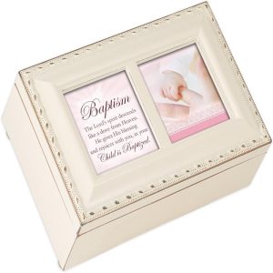 Baptism The Lord's Spirit Descends Like A Dove Matte Cream Musical Trinket Box