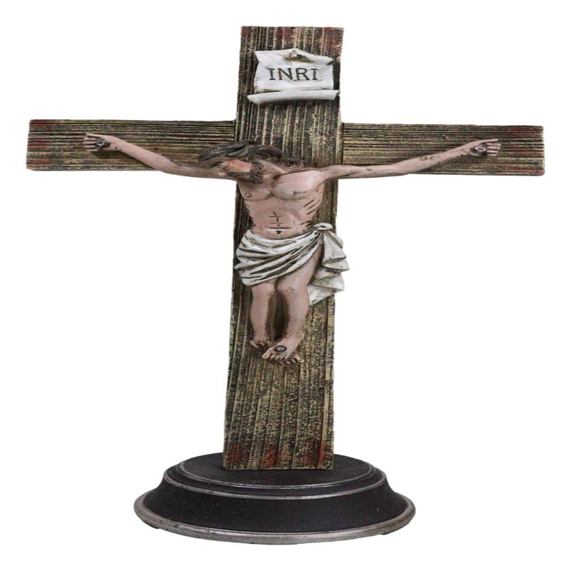 Christian Religious Accent INRI Jesus Christ Crucifix Desktop Cross Figurine