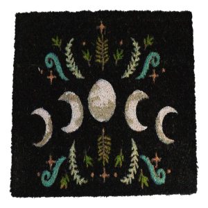 Dark Forest Moon Phase Wiccan Black Coir Coconut Fiber Floor Mat Doormat