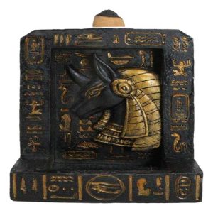 Egyptian God of The Dead Anubis Hieroglyphs Backflow Incense Burner Figurine