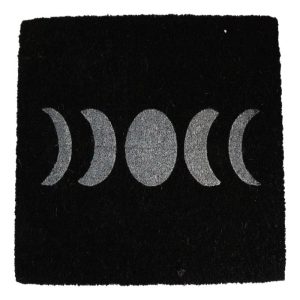 Moon Phase Triple Moon Goddess Black Coir Coconut Fiber Floor Mat Doormat