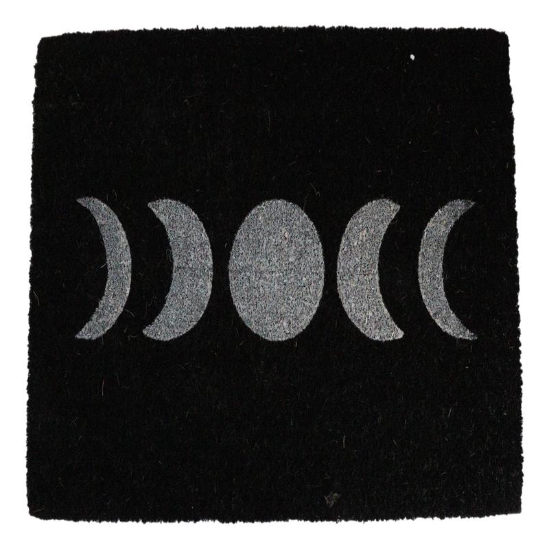 Moon Phase Triple Moon Goddess Black Coir Coconut Fiber Floor Mat Doormat