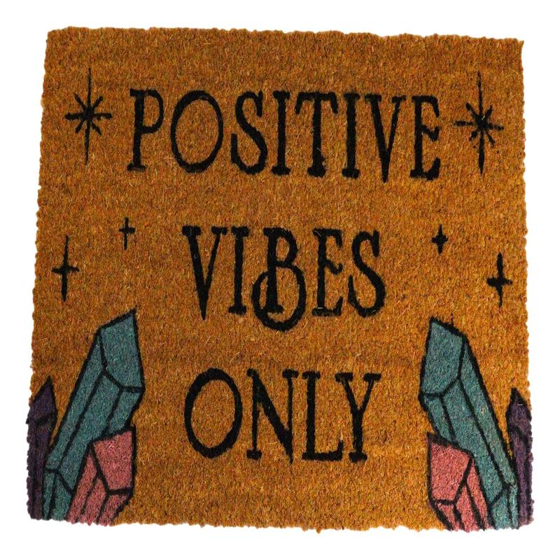 Positive Vibes Only Crystals Wicca Magic Coir Coconut Fiber Floor Mat Doormat