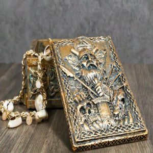 Viking Chief God Odin The All Father With Ravens Arrows War Trinket Box Figurine