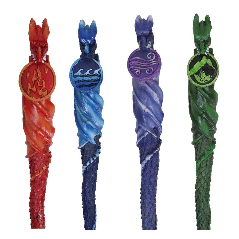 Water Fire Wind Earth Set Of 4 Elemental Dragon Fantasy Cosplay Magic Wands