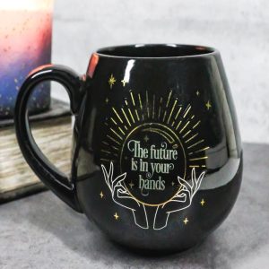 Black Wicca Fortune Teller Psychic Gazing Ball Heat Color Changing Ceramic Mug