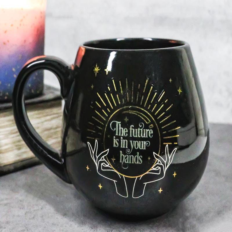 Black Wicca Fortune Teller Psychic Gazing Ball Heat Color Changing Ceramic Mug