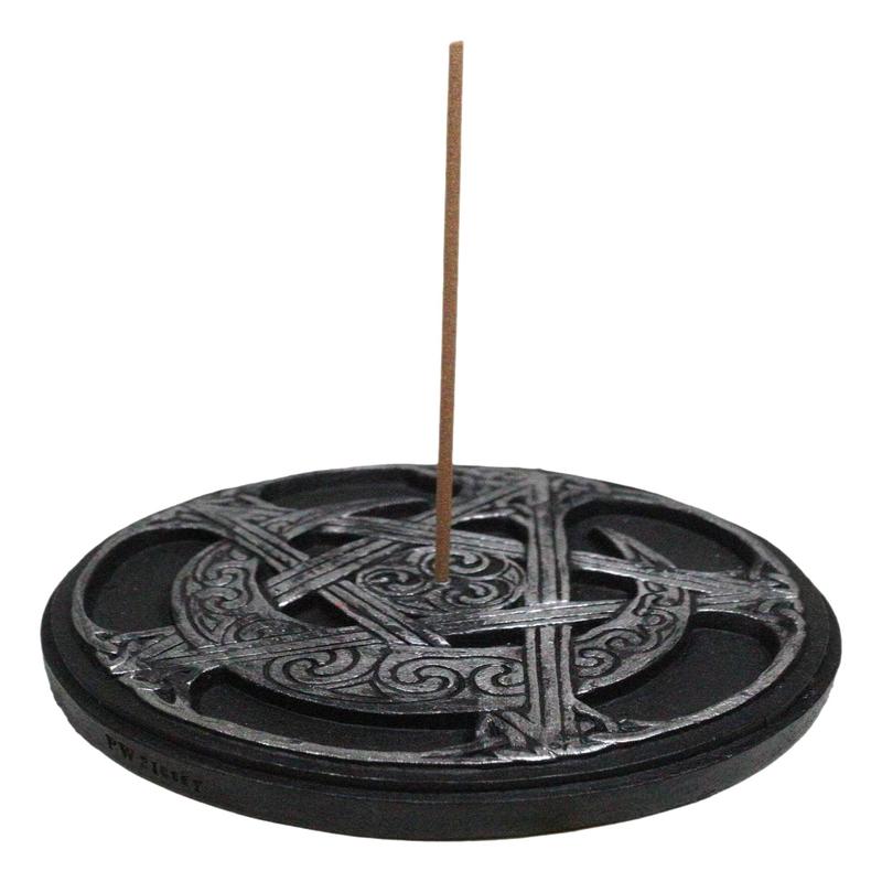 Celtic Triskele Wicca Sacred Symbols Triple Moon Pentagram Round Incense Holder