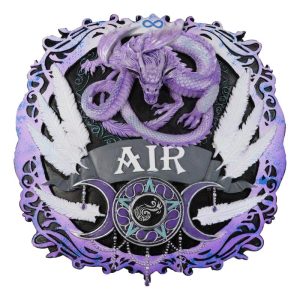 Elemental Air Nation Wind Purple Dragon White Feathers Triple Moon Wall Decor