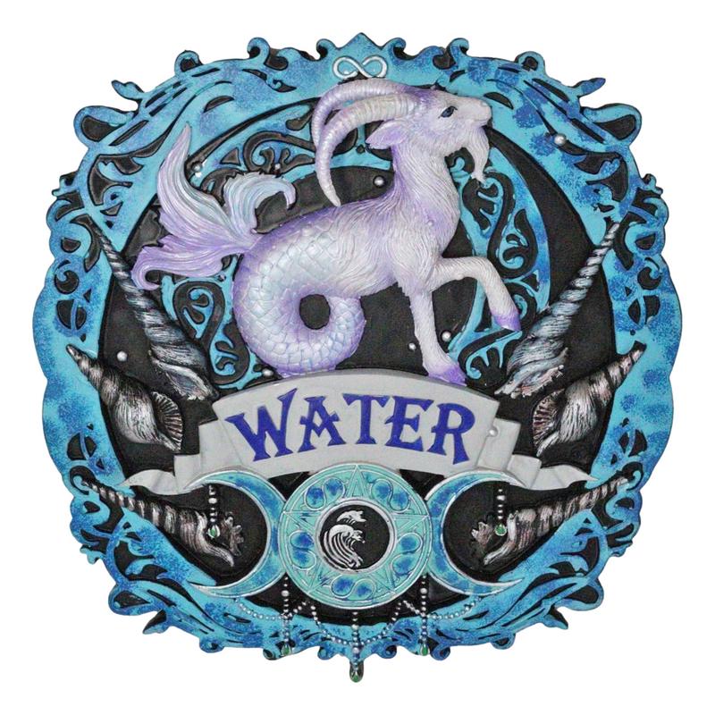 Elemental Water Nation Capricorn Ram Dragon Triple Moon Symbol Wall Decor