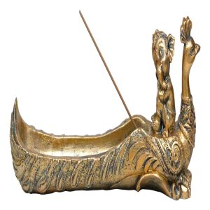 Hindu God Ganapati Baby Ganesha Seated On Peacock Incense Stick Burner Holder