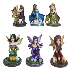 Pack Of 6 Fantasy Pretty Fairy Garden In Their Whimsical Worlds Small Figurines