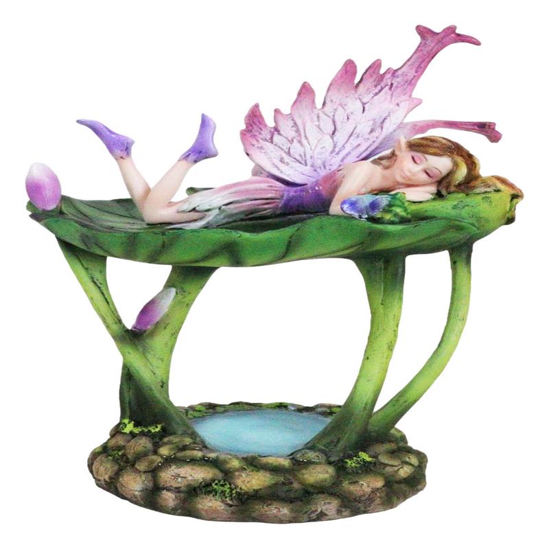 Water Garden Blonde Fairy Thumbelina Sleeping On Lotus Jewelry Tray Figurine