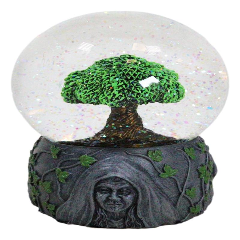 Wicca Triple Goddess Mother Maiden Crone Tree of Life Glitter Water Globe Decor