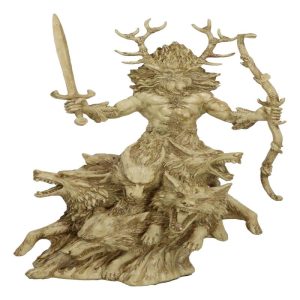 Wiccan Celtic Horned God Of Fertility Cernunnos With Sword Cobra Foxes Figurine