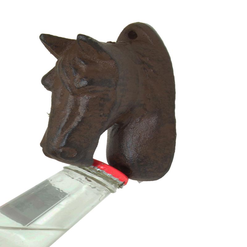 Cast Iron Western Cowboy Country Rustic Horse Head Wall Beer Bottle Cap Opener