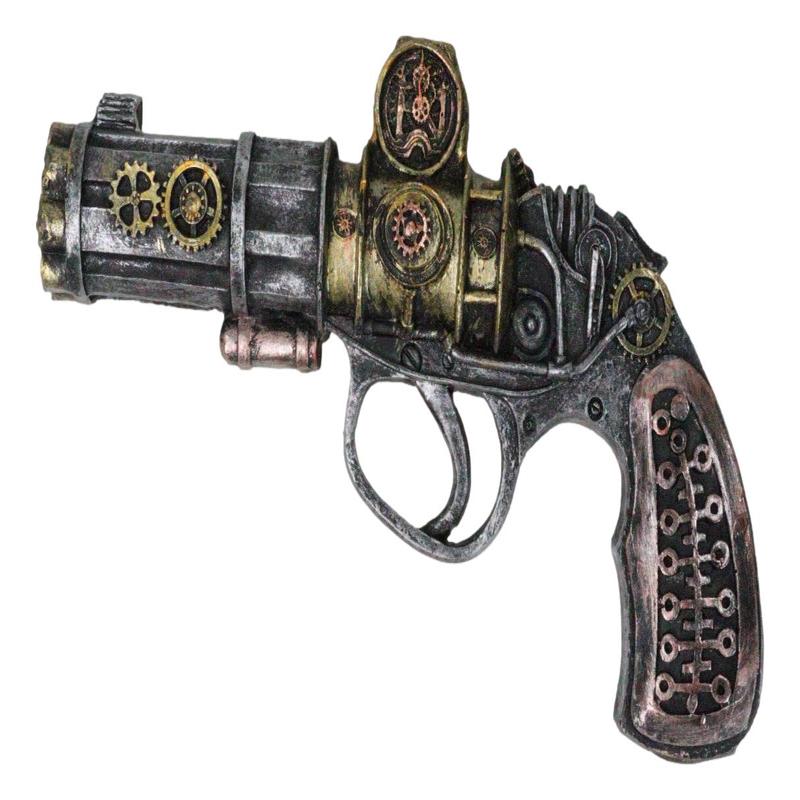 Decorative Industrial Sci Fi Steampunk Blaster Pistol Gun Prototype Figurine