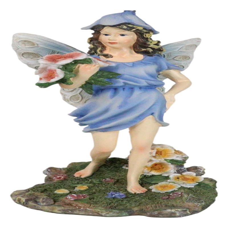 Enchanted Garden Bluebell Floral Fairy Carrying A Bouquet Of Flowers Figurine