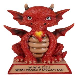 Fantasy Red Fire Koan Cartoon Chibi Dragon Figurine What Would A Dragon Do?