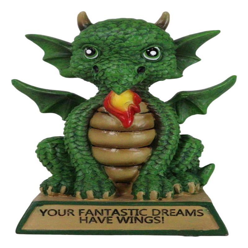 Green Koan Cartoon Chibi Dragon Figurine Your Fantastic Dreams Have Wings!