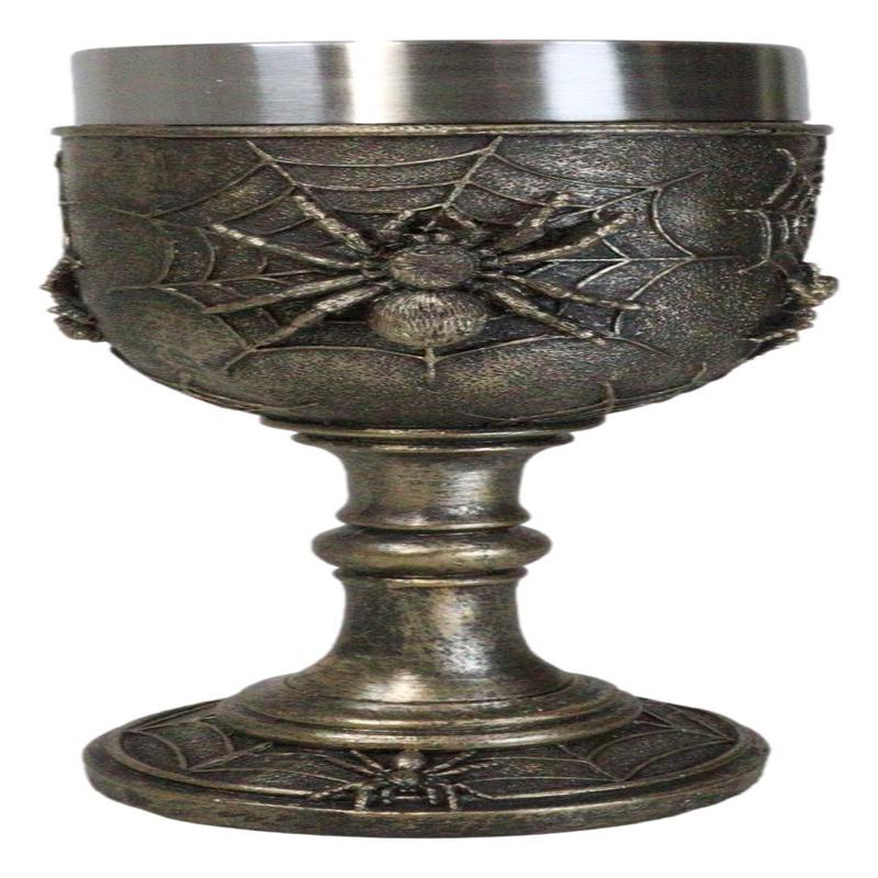 Halloween Spooky Creepy Crawler Arachnid Spider On Web Wine Goblet Chalice