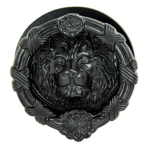 Hand Forged Cast Iron Black Royal Venetian Lion Head Decorative Door Knocker