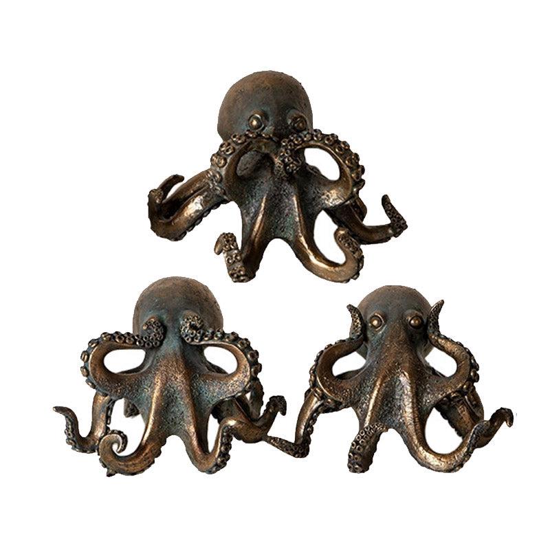 See Hear Speak No Evil Nautical Marine Sea Octopus Tentacles Figurines Set Of 3
