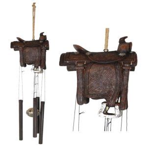 Western Country Cowboy Rustic Horse Saddle Decorative Wind Chime Garden Accent