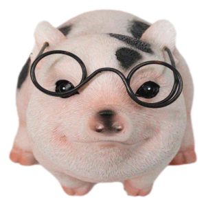 Adorable Realistic Animal Farm Napoleon Fat Piglet Pig Wearing Glasses Figurine