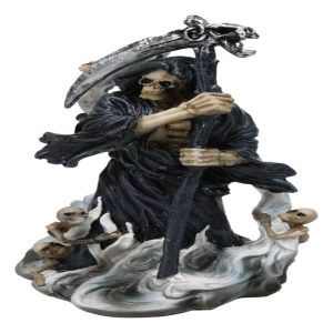 Black Death Plaque Grim Reaper Holding Scythe With Dead Soul Spirits Figurine