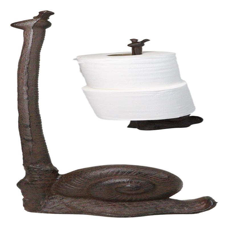 Cast Iron Marine Slug Snail With Long Neck Toilet Paper Holder Stand Sculpture