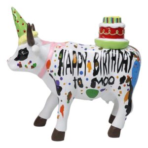 Cow Parade Happy Birthday To Moo Party Hat And Cake Collector's Figurine