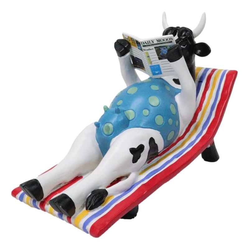 Cow Parade Ocean Beach Getaway Sunbather Cow Reading Book Collector's Figurine