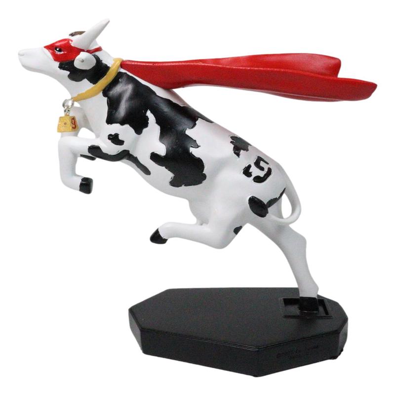 Cow Parade Superhero Red Cape Super Cow With Golden Bell Collector's Figurine