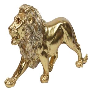 Faux Brass Gold Finish African Safari Prowling Lion King of The Jungle Figurine