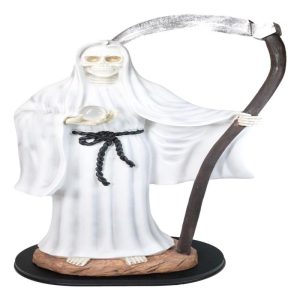 Large 2 Feet Tall Holy Death Santa Muerte Holding Scythe In White Robe Statue